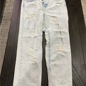 Aeropostale High-Waisted Light Blue Denim Distressed Jeans